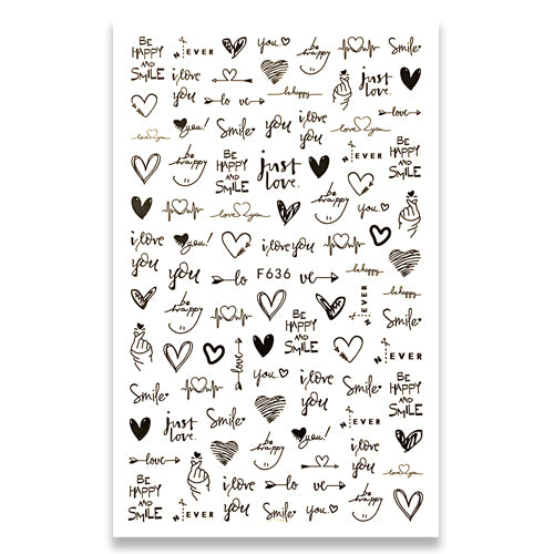 Love Positive Hearts Nail Stickers x 1 sheet